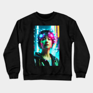 Abstract Cyberpunk Girl Crewneck Sweatshirt